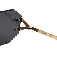 Talon | Black Medium Rim Less Octagon Sunglasses for Men & Women [UV-protected]