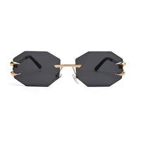 Talon | Black Medium Rim Less Octagon Sunglasses for Men & Women [UV-protected]