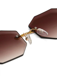 Talon | Gradient Brown Medium Rim Less Octagon Sunglasses for Men & Women [UV-protected]