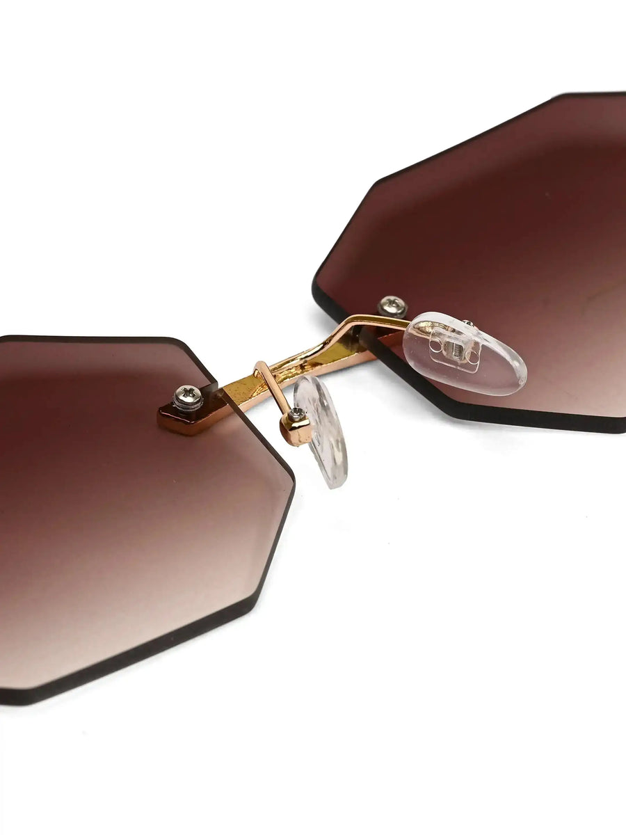 Talon | Gradient Brown Medium Rim Less Octagon Sunglasses for Men & Women [UV-protected]