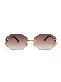 Talon | Gradient Brown Medium Rim Less Octagon Sunglasses for Men & Women [UV-protected]