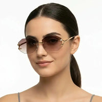 Talon | Gradient Brown Medium Rim Less Octagon Sunglasses for Men & Women [UV-protected]