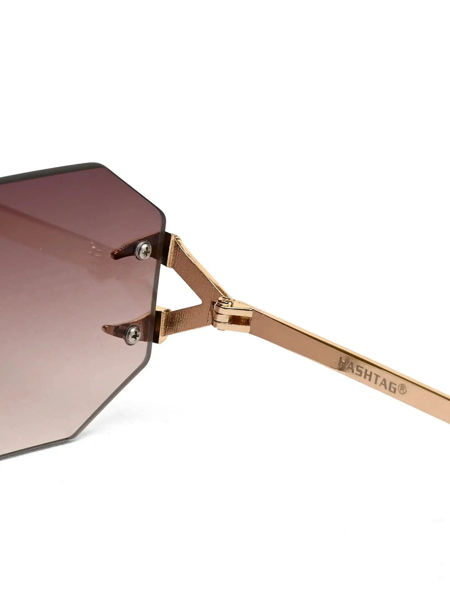 Talon | Gradient Brown Medium Rim Less Octagon Sunglasses for Men & Women [UV-protected]