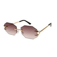 Talon | Gradient Brown Medium Rim Less Octagon Sunglasses for Men & Women [UV-protected]