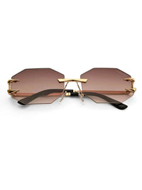 Talon | Gradient Brown Medium Rim Less Octagon Sunglasses for Men & Women [UV-protected]