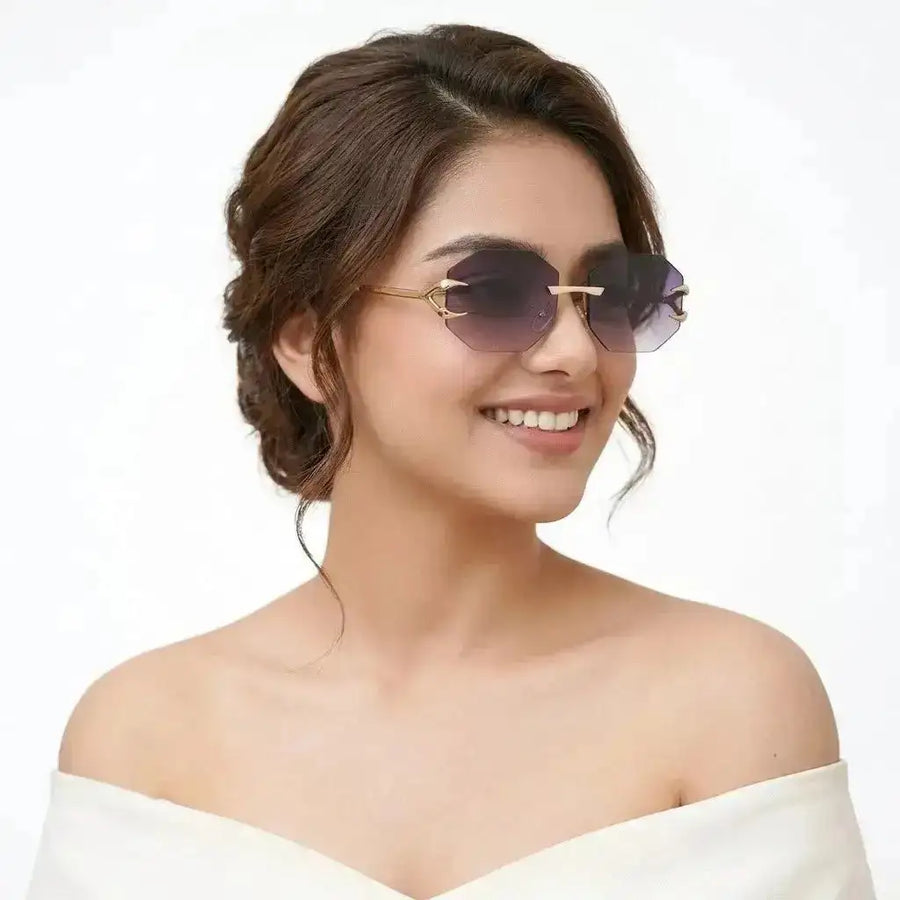 Talon | Gradient Purple Medium Rim Less Octagon Sunglasses for Men & Women [UV-protected]