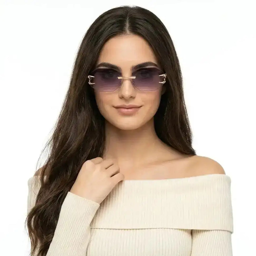 Talon | Gradient Purple Medium Rim Less Octagon Sunglasses for Men & Women [UV-protected]