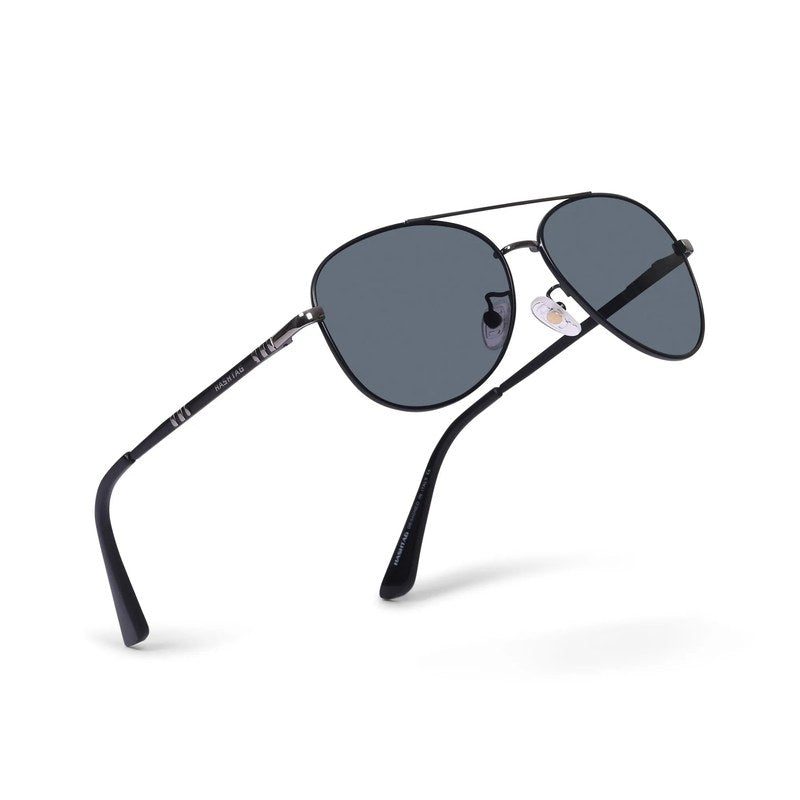 Tessera Black Medium Full Rim Aviator Sunglasses for Men & Women — Hashtag Eyewears