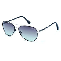 Tessera | Silver & Black Large Full Rim Aviator Sunglasses for Men & Women [Polarized]