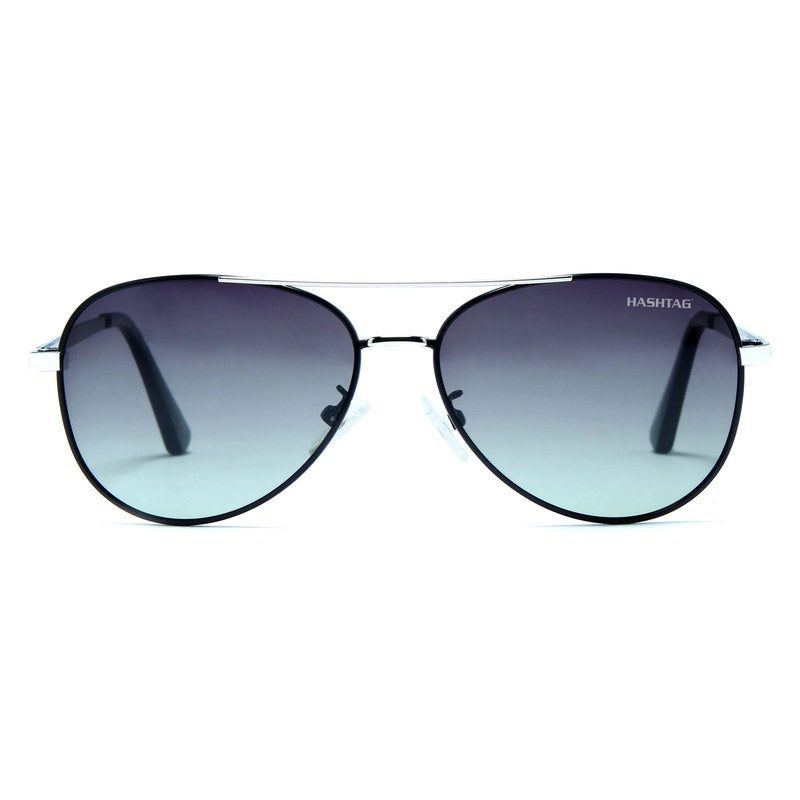 Tessera Silver & Black Large Full Rim Aviator Sunglasses for Men & Women — Hashtag Eyewears