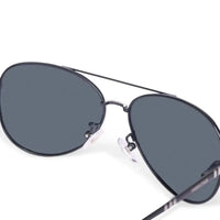 Tessera | Silver & Black Medium Full Rim Aviator Sunglasses for Men & Women [Polarized]
