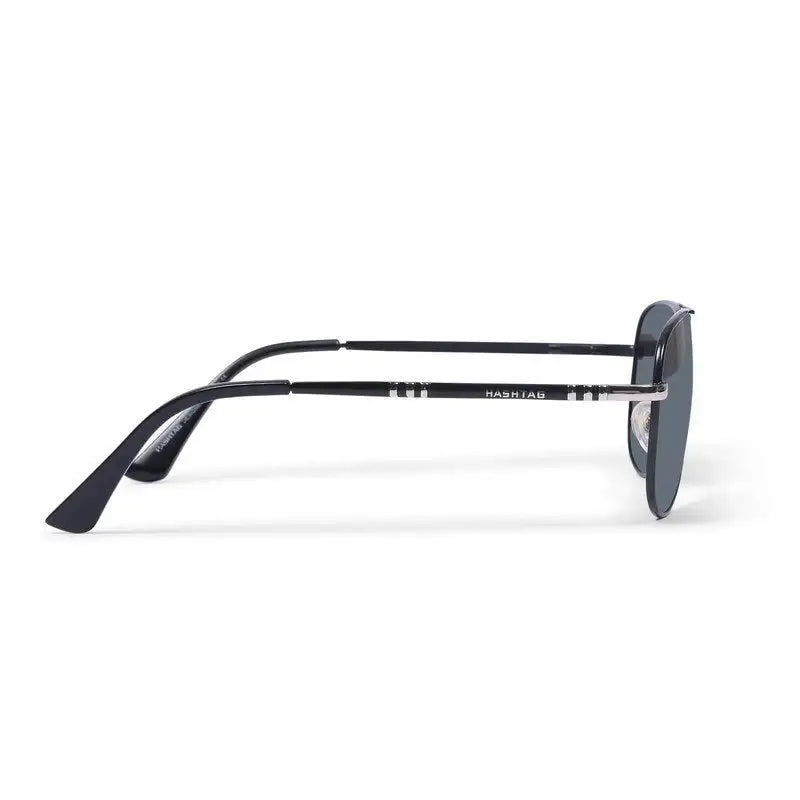 Tessera | Silver & Black Medium Full Rim Aviator Sunglasses for Men & Women [Polarized]