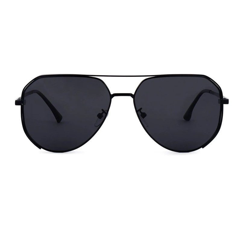 Tesseract Black Large Full Rim Aviator Sunglasses for Men — Hashtag Eyewears