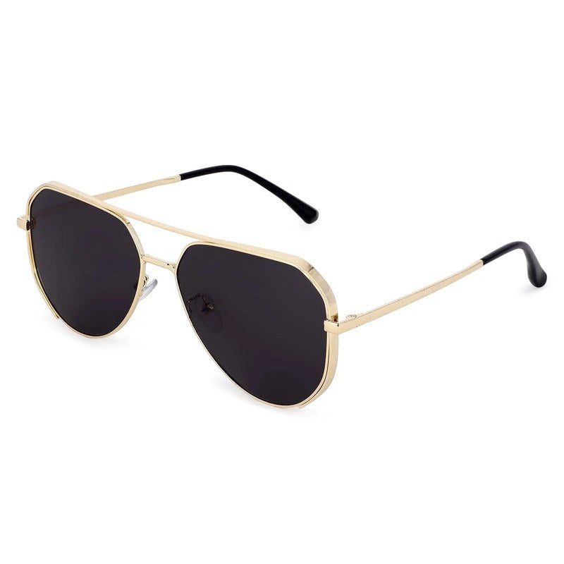 Tesseract Golden Large Full Rim Aviator Sunglasses for Men — Hashtag Eyewears