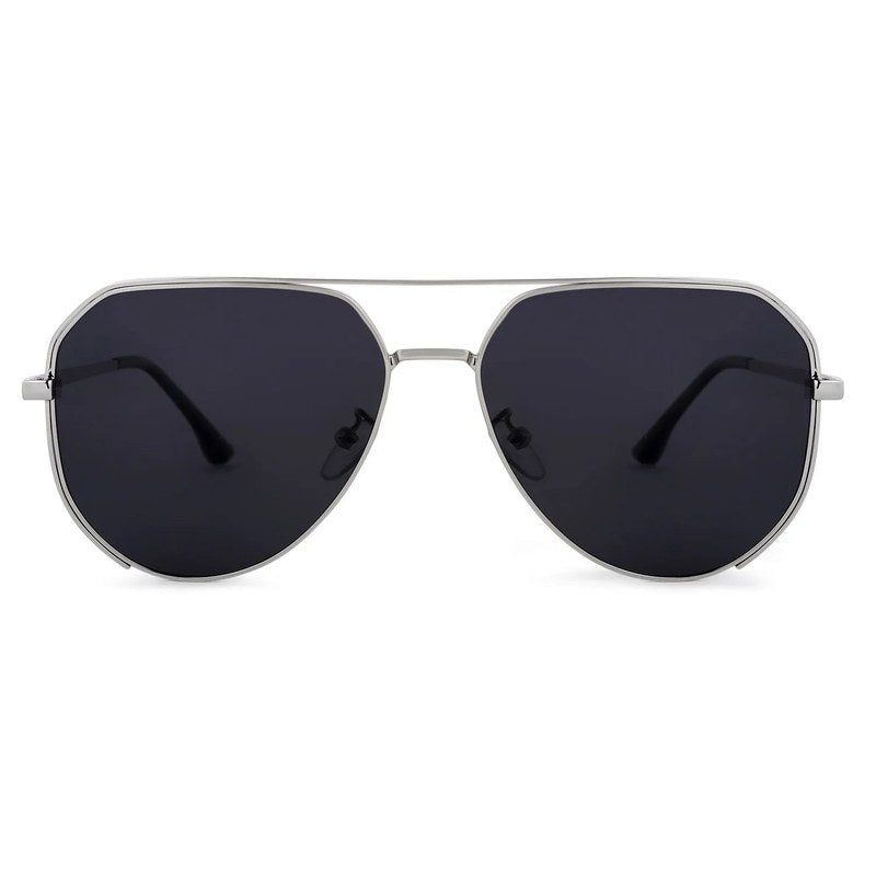 Tesseract Silver Large Full Rim Aviator Sunglasses for Men — Hashtag Eyewears