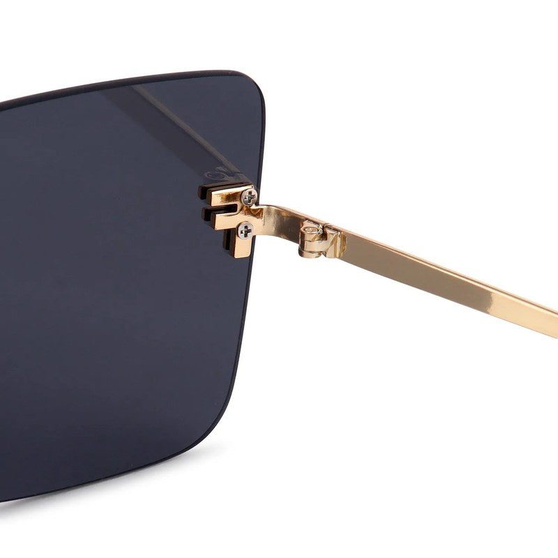 Tesseron | Black Small Rim Less Square Sunglasses for Women [UV-protected]