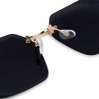 Tesseron Black Small Rim Less Square Sunglasses for Women — Hashtag Eyewears