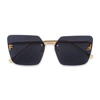 Tesseron Black Small Rim Less Square Sunglasses for Women — Hashtag Eyewears