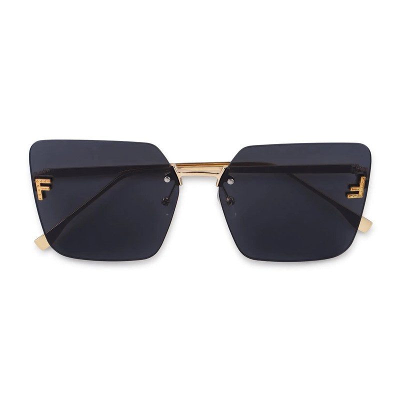 Tesseron | Black Small Rim Less Square Sunglasses for Women [UV-protected]