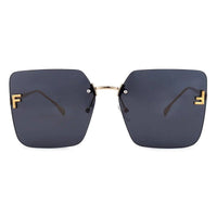Tesseron Black Small Rim Less Square Sunglasses for Women — Hashtag Eyewears