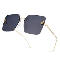 Tesseron Black Small Rim Less Square Sunglasses for Women — Hashtag Eyewears