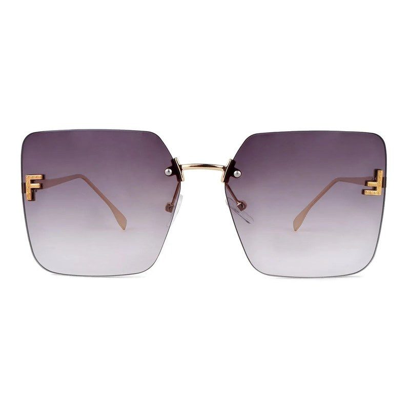 Tesseron Gradient Grey Small Rim Less Square Sunglasses for Women — Hashtag Eyewears