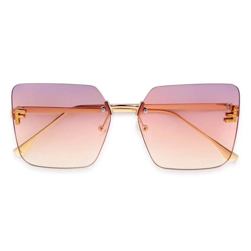 Tesseron Gradient Pink Small Rim Less Square Sunglasses for Women — Hashtag Eyewears
