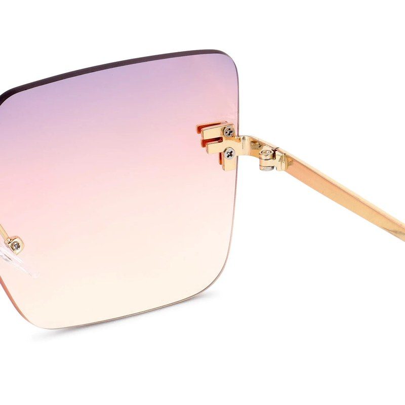 Tesseron Gradient Pink Small Rim Less Square Sunglasses for Women — Hashtag Eyewears