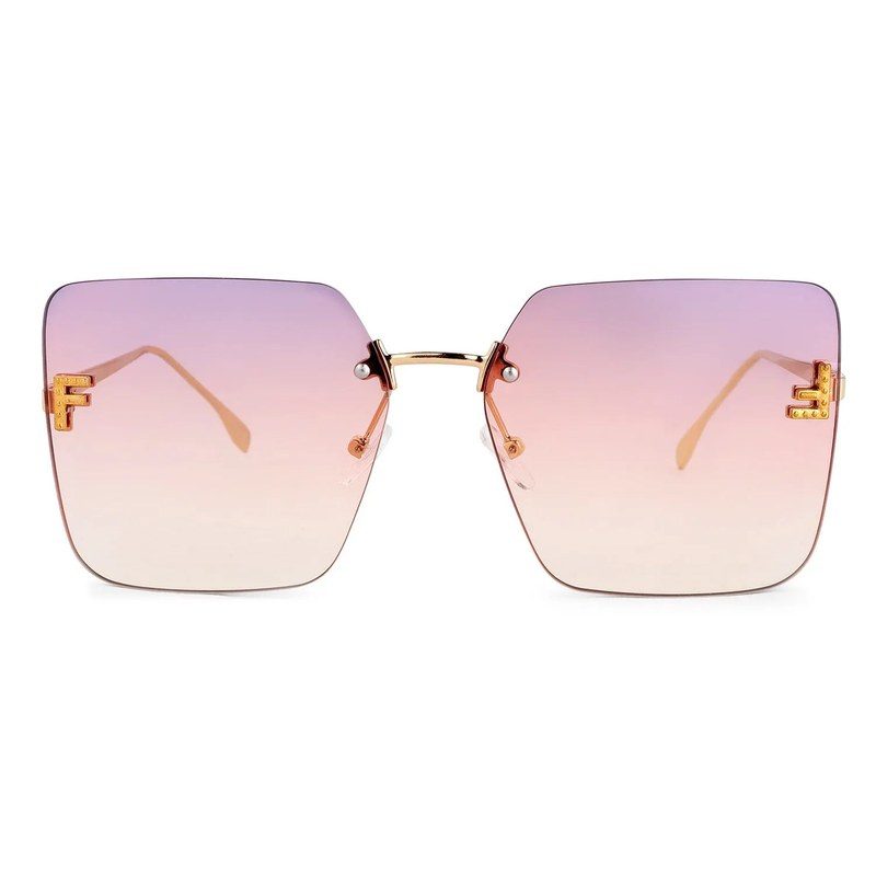 Tesseron Gradient Pink Small Rim Less Square Sunglasses for Women — Hashtag Eyewears