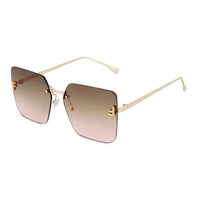 Tesseron Gradient Yellow Small Rim Less Square Sunglasses for Women — Hashtag Eyewears
