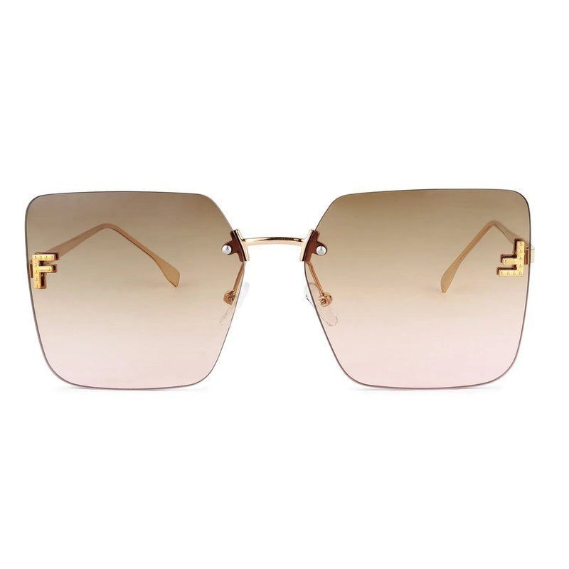 Tesseron Gradient Yellow Small Rim Less Square Sunglasses for Women — Hashtag Eyewears