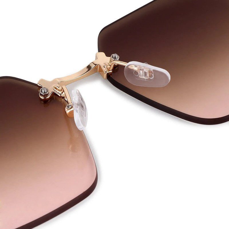 Tesseron | Gradient Yellow Small Rim Less Square Sunglasses for Women [UV-protected]