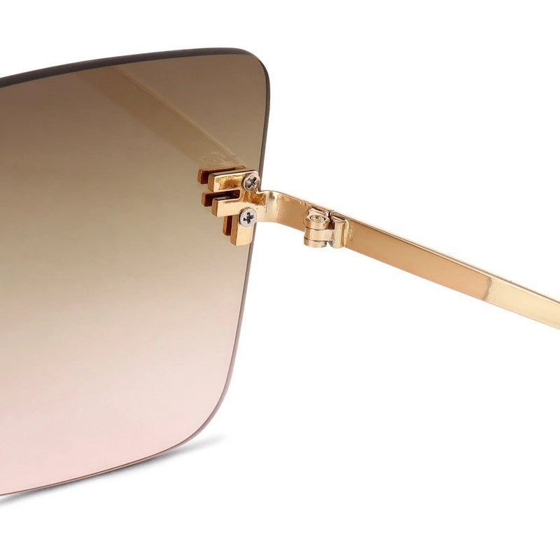 Tesseron | Gradient Yellow Small Rim Less Square Sunglasses for Women [UV-protected]