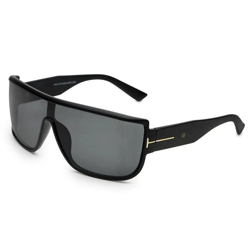 Texas Black Medium Full Rim Shield Sunglasses for Men & Women — Hashtag Eyewears