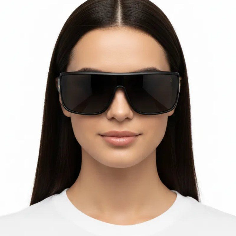 Texas Black Medium Full Rim Shield Sunglasses for Men & Women — Hashtag Eyewears