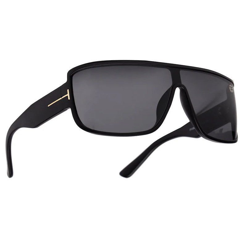 Texas Black Medium Full Rim Shield Sunglasses for Men & Women — Hashtag Eyewears