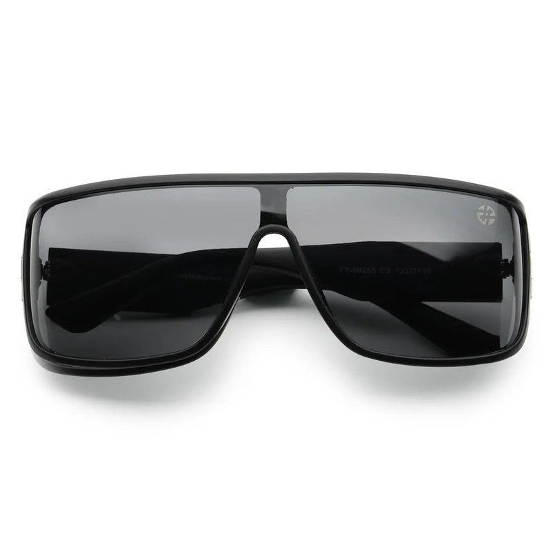 Texas Black Medium Full Rim Shield Sunglasses for Men & Women — Hashtag Eyewears