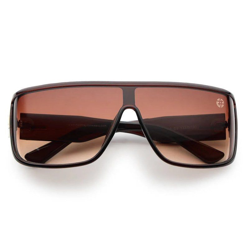 Texas Brown Medium Full Rim Shield Sunglasses for Men & Women — Hashtag Eyewears