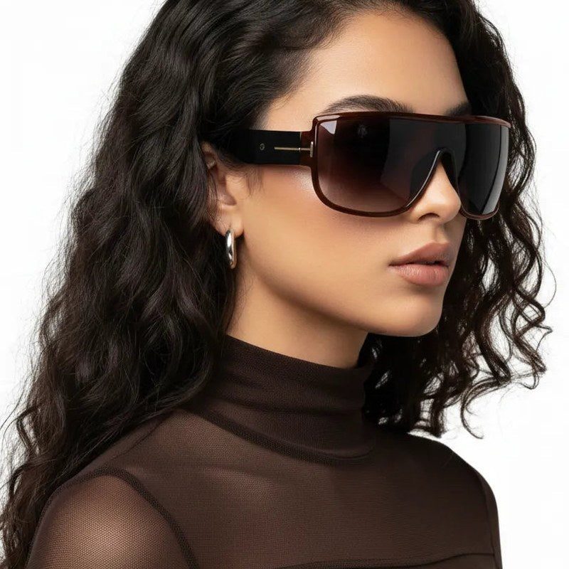Texas Brown Medium Full Rim Shield Sunglasses for Men & Women — Hashtag Eyewears