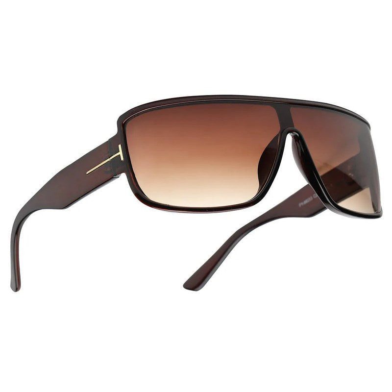 Texas Brown Medium Full Rim Shield Sunglasses for Men & Women — Hashtag Eyewears