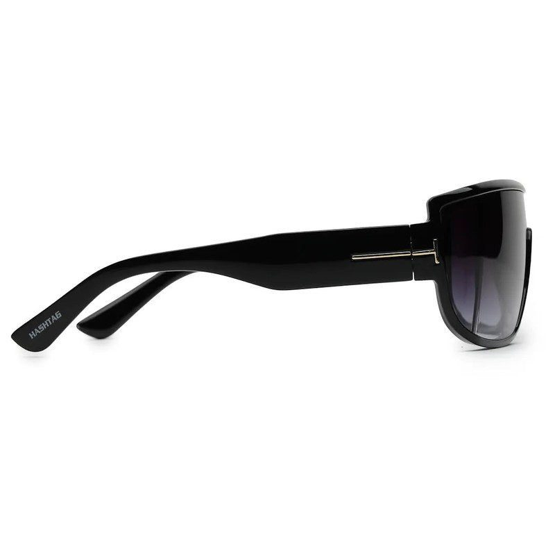 Texas Gradient Black Medium Full Rim Shield Sunglasses for Men & Women — Hashtag Eyewears