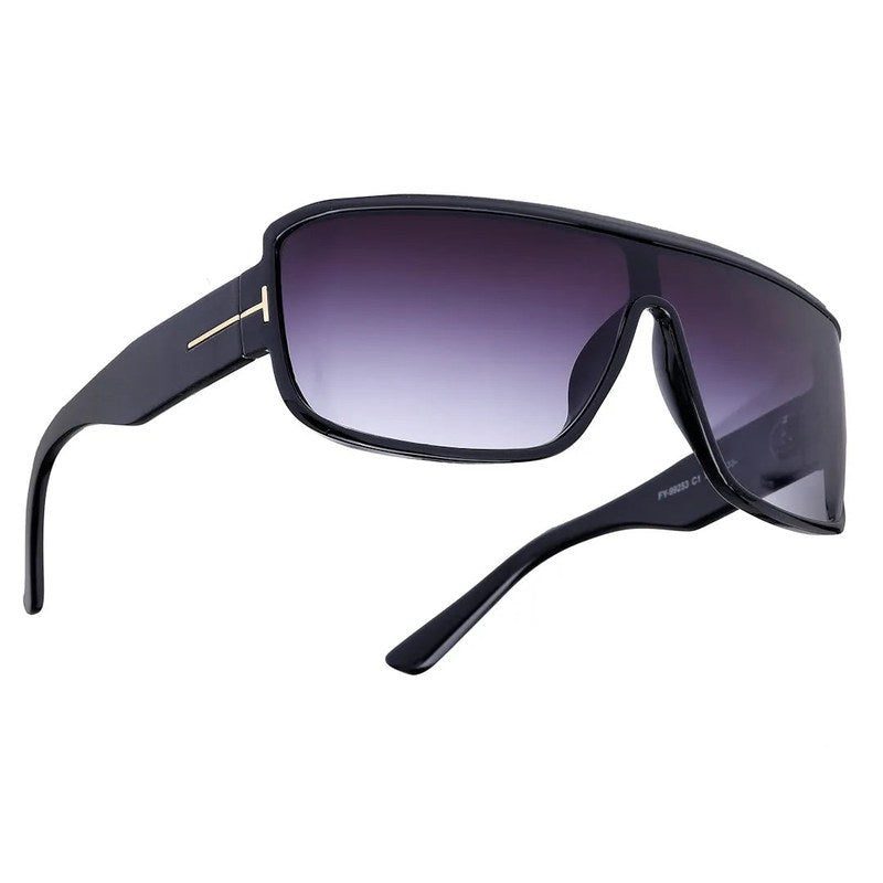 Texas Gradient Black Medium Full Rim Shield Sunglasses for Men & Women — Hashtag Eyewears