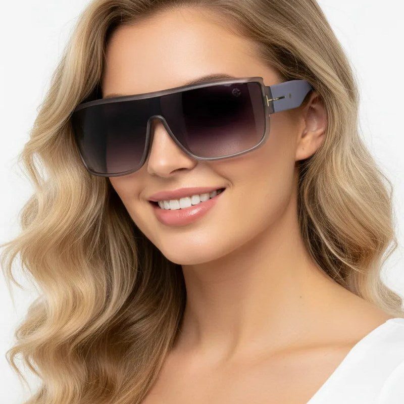 Texas Grey Medium Full Rim Shield Sunglasses for Men & Women — Hashtag Eyewears