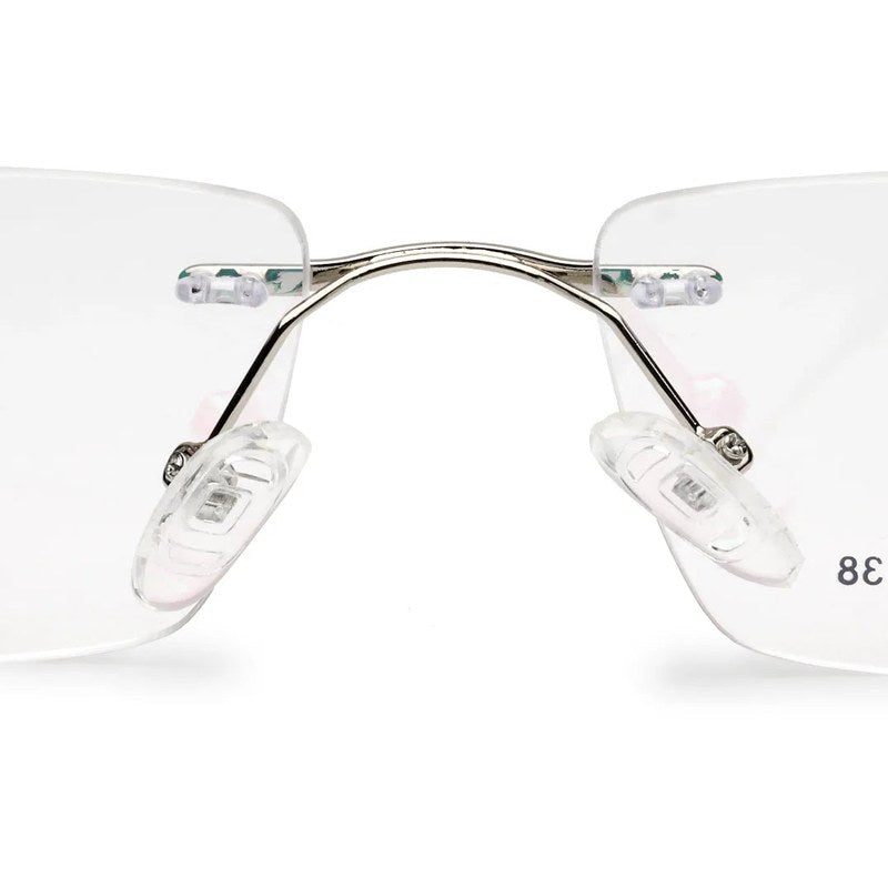 Thermo RM Silver Medium Rim Less Square Eyeglasses for Men & Women — Hashtag Eyewears