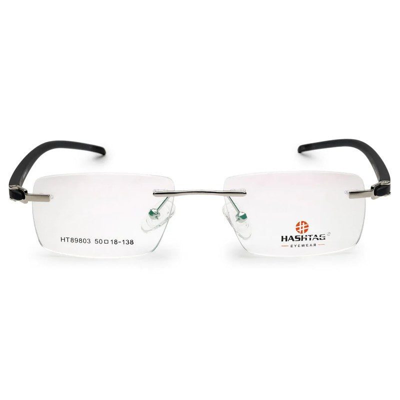 Thermo RM Silver Medium Rim Less Square Eyeglasses for Men & Women — Hashtag Eyewears