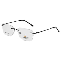 Thin Line Black Medium Rim Less Rectangle Eyeglasses for Unisex — Hashtag Eyewears