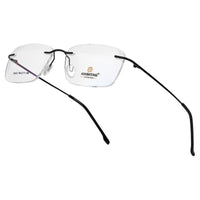 Thin Line Black Medium Rim Less Rectangle Eyeglasses for Unisex — Hashtag Eyewears