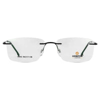 Thin Line Black Medium Rim Less Rectangle Eyeglasses for Unisex — Hashtag Eyewears