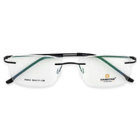 Thin Line Black Medium Rim Less Rectangle Eyeglasses for Unisex — Hashtag Eyewears