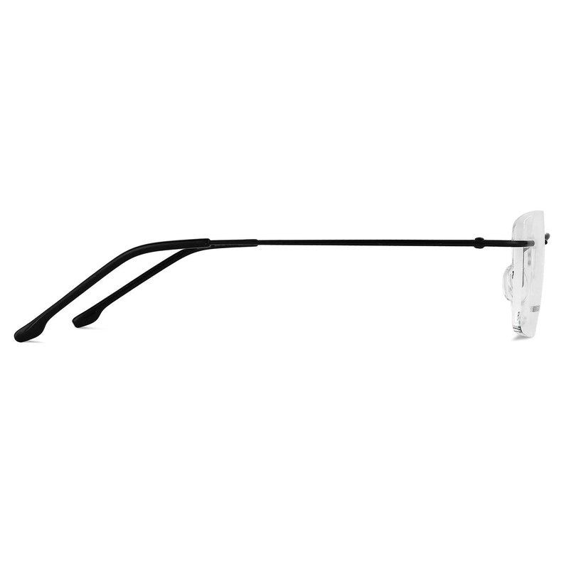 Thin Line Black Medium Rim Less Rectangle Eyeglasses for Unisex — Hashtag Eyewears